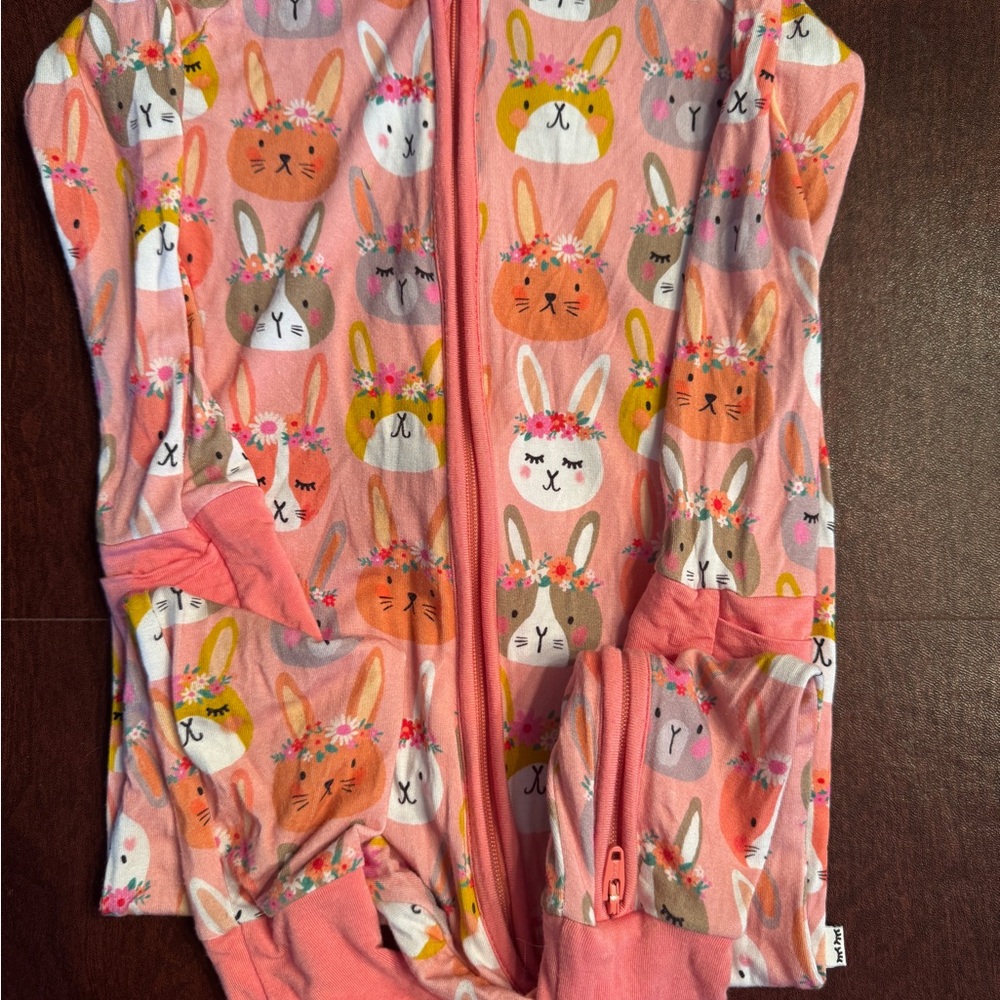 Little Sleepies Bunny Pajama Set - Pink and Orange